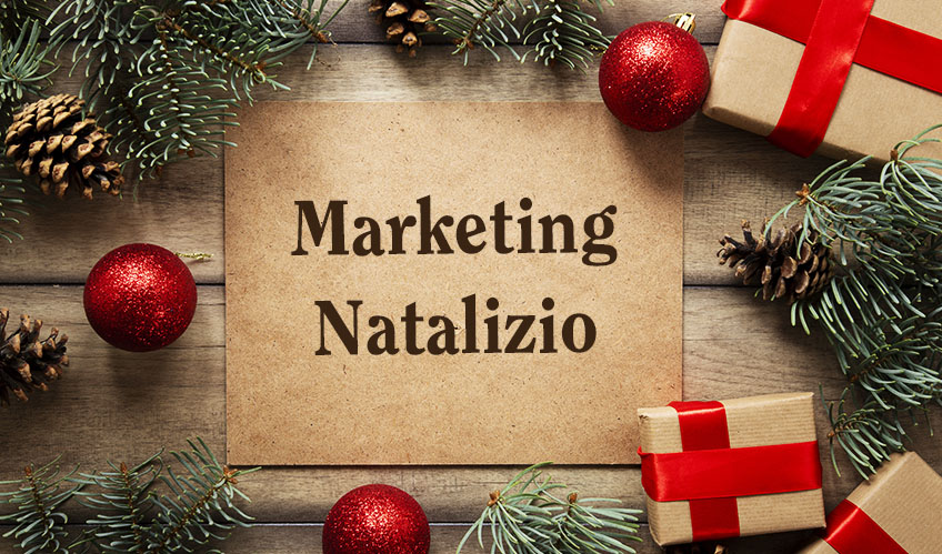 immagine illustrativa del testo marketing natalizio con decorazioni (alberi, palline...)